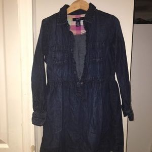 gap kids button front long sleeve denim dress